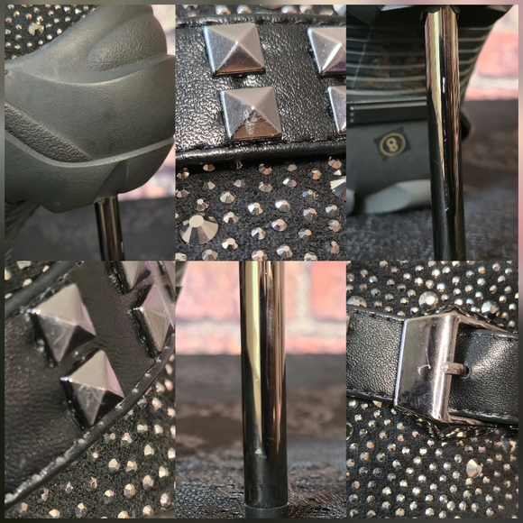 AKIRA Black Studded Heeled Boots - Picture 12 of 14